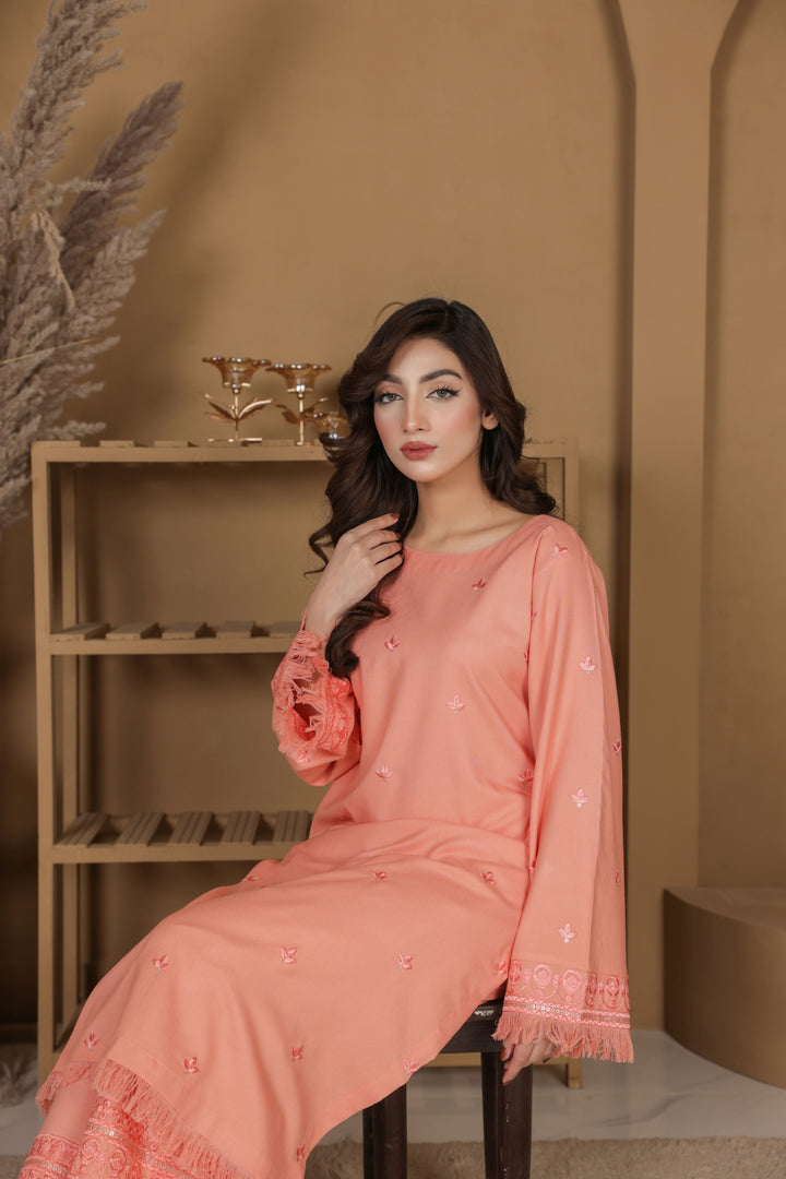 Peach Elegance | 2-Piece Stitched Suit