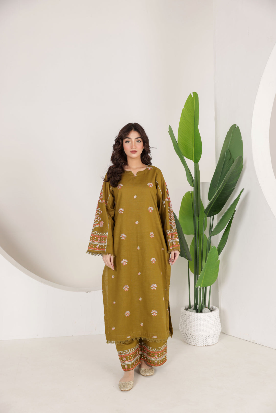 Green Blossom 2-Piece Stitched Suit