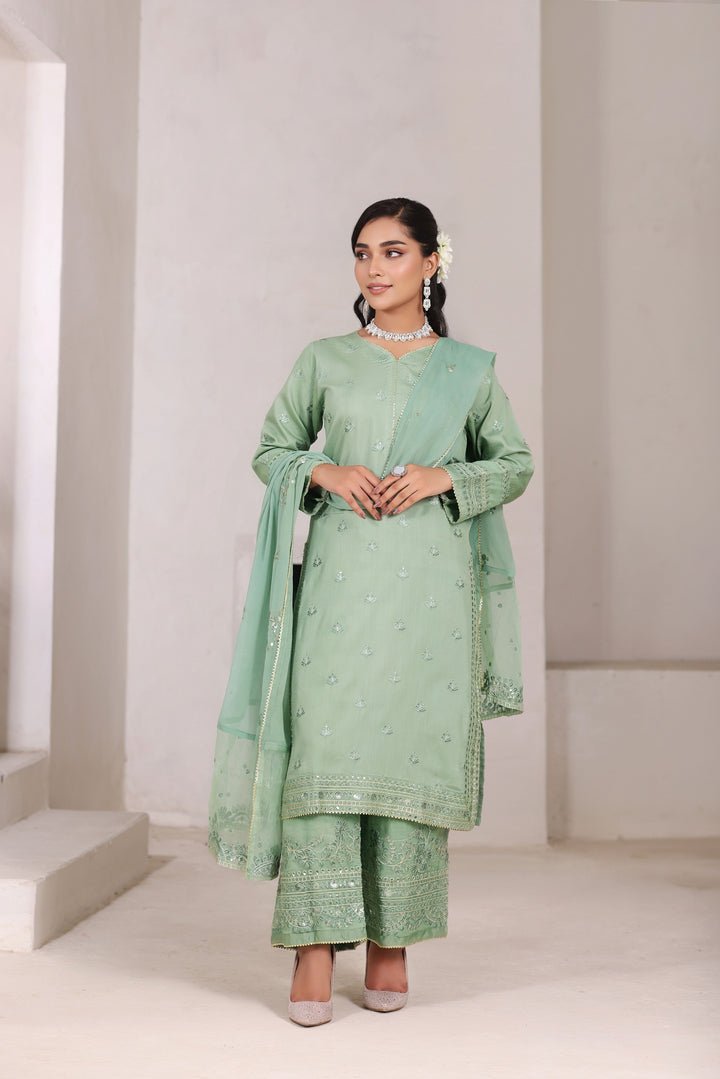 Ocean Green 3 Piece Stitched