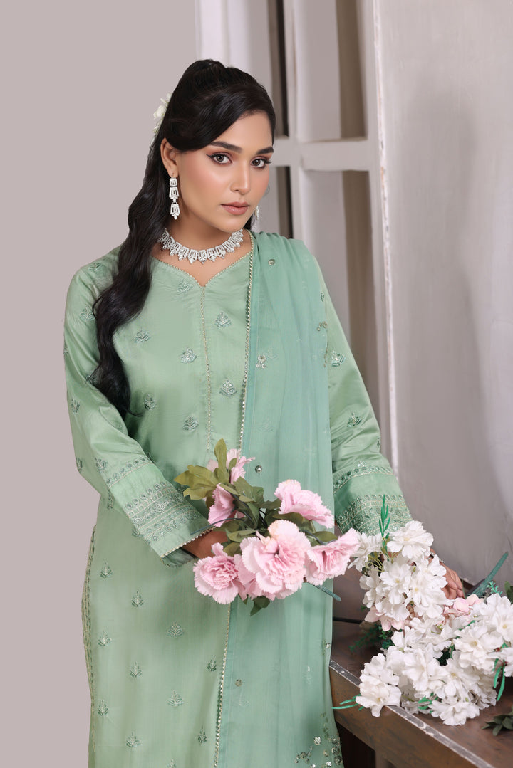 Ocean Green 3 Piece Stitched