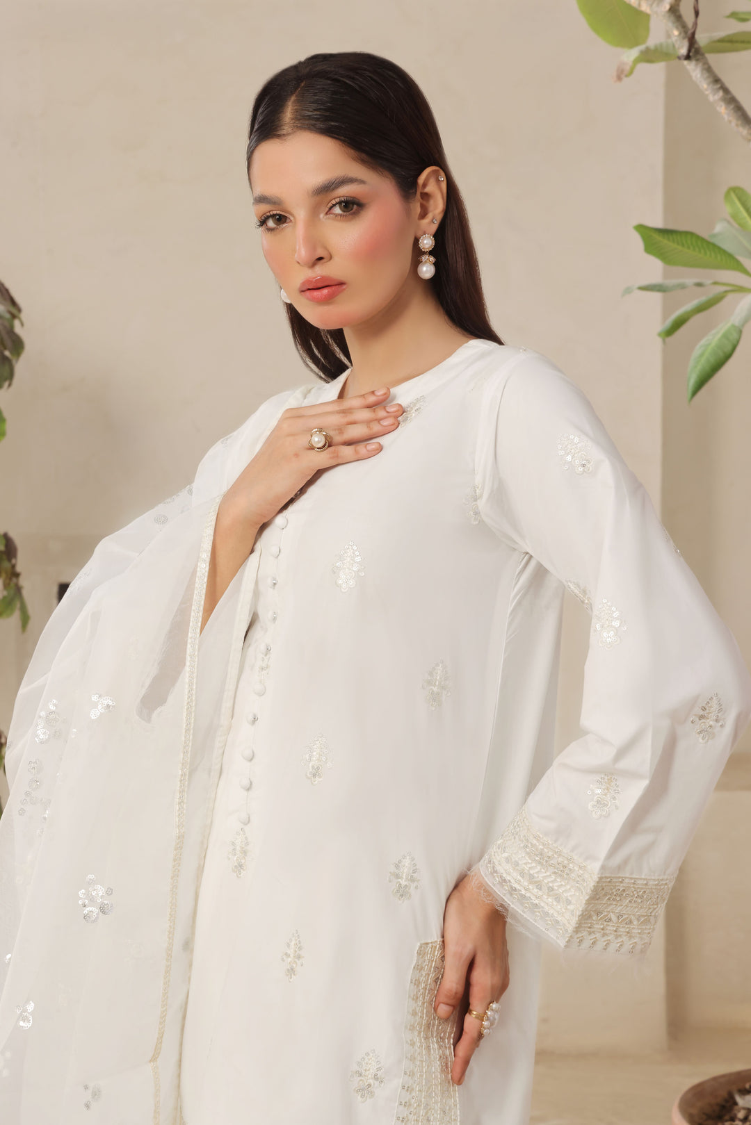Noor-e-Eid / Ivory | Stitched- 3 Piece Rang Leher 7 # 15