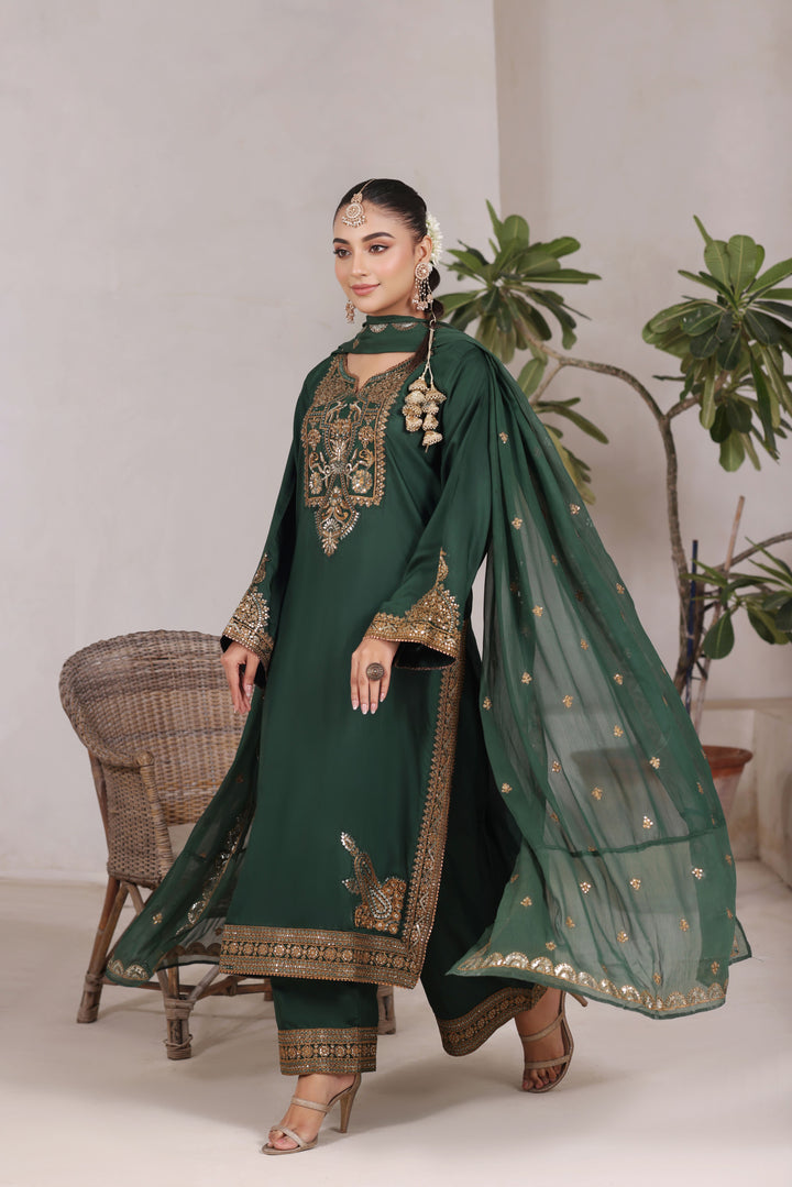 Green Ember 3-Piece Stitched