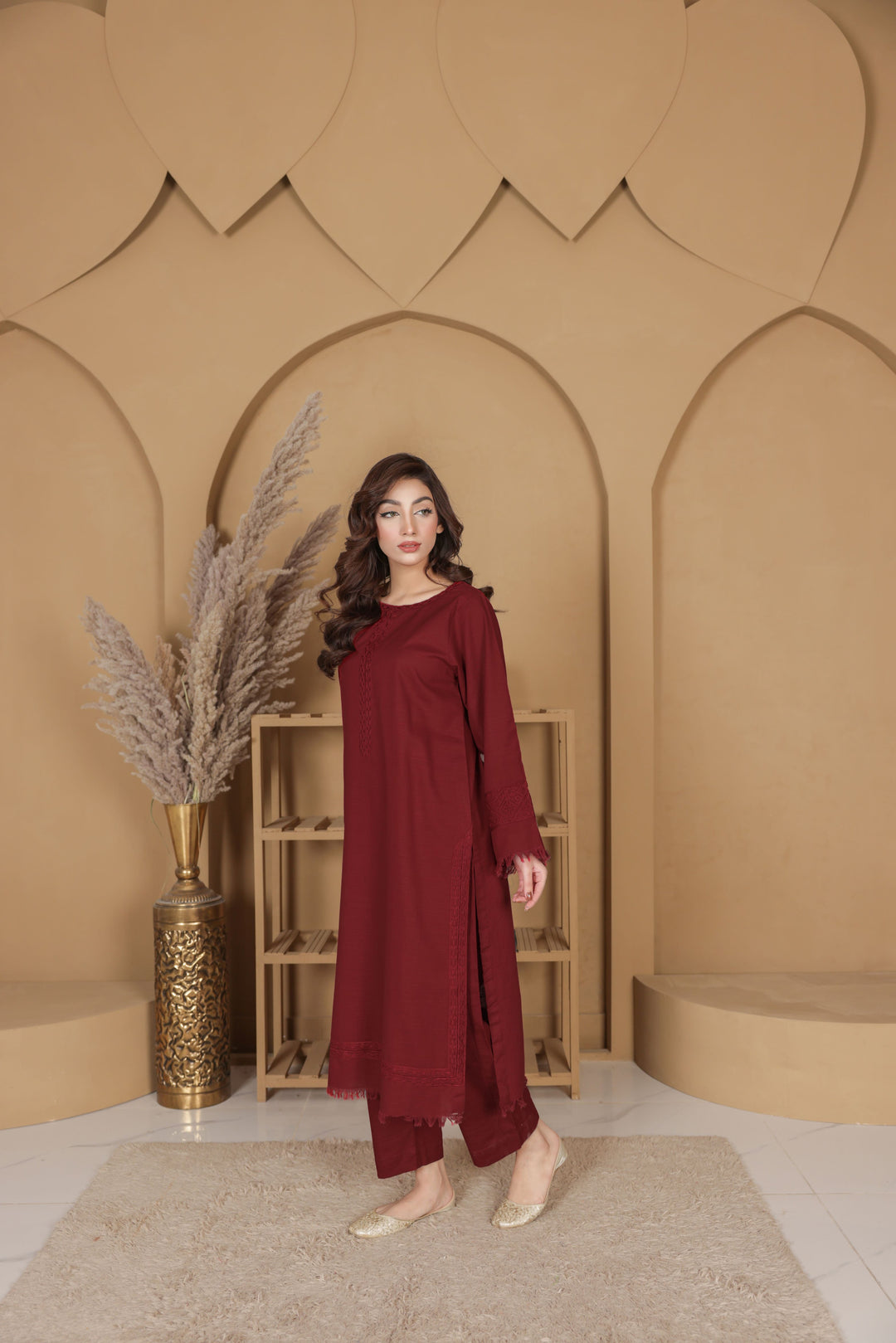 Deep Maroon – 2-Piece Khaddar Suit # 5