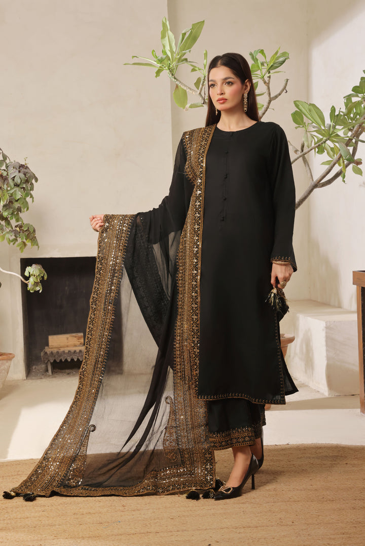 Black Musk | Full Sleeve 3-Piece Stitched Suit