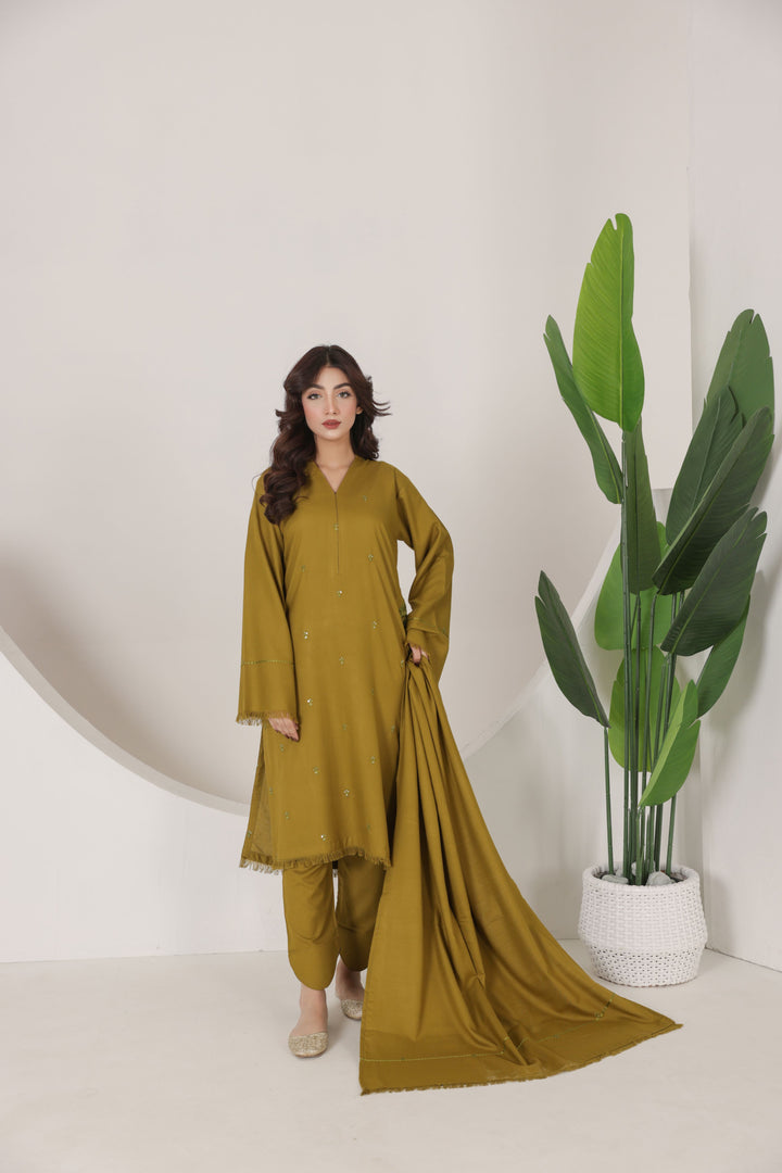 Green Elegance | 3-Piece Stitched Suit Rang Leher 10 # 8