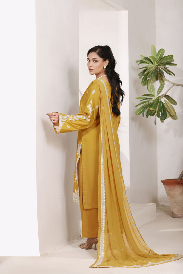 Golden Mustard 3 Piece Stitched