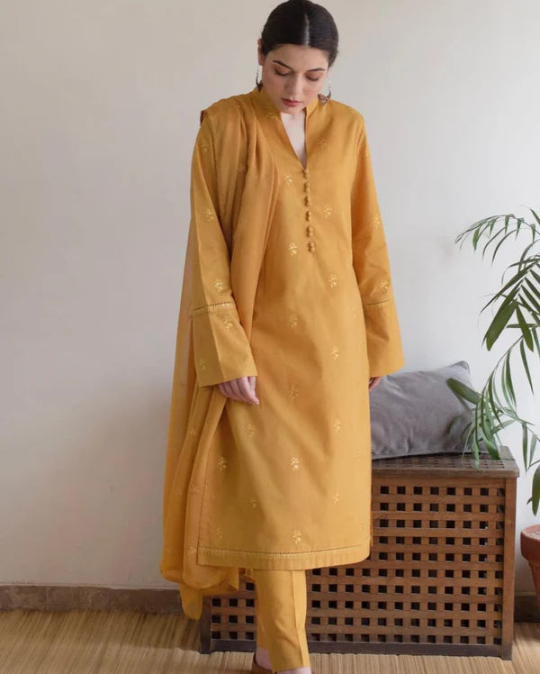 Golden Embers | 3-Piece Stitched Suit Rang Leher 11 # 7