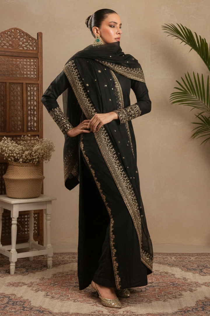 Black Pearl 3-Piece Stitched Suit