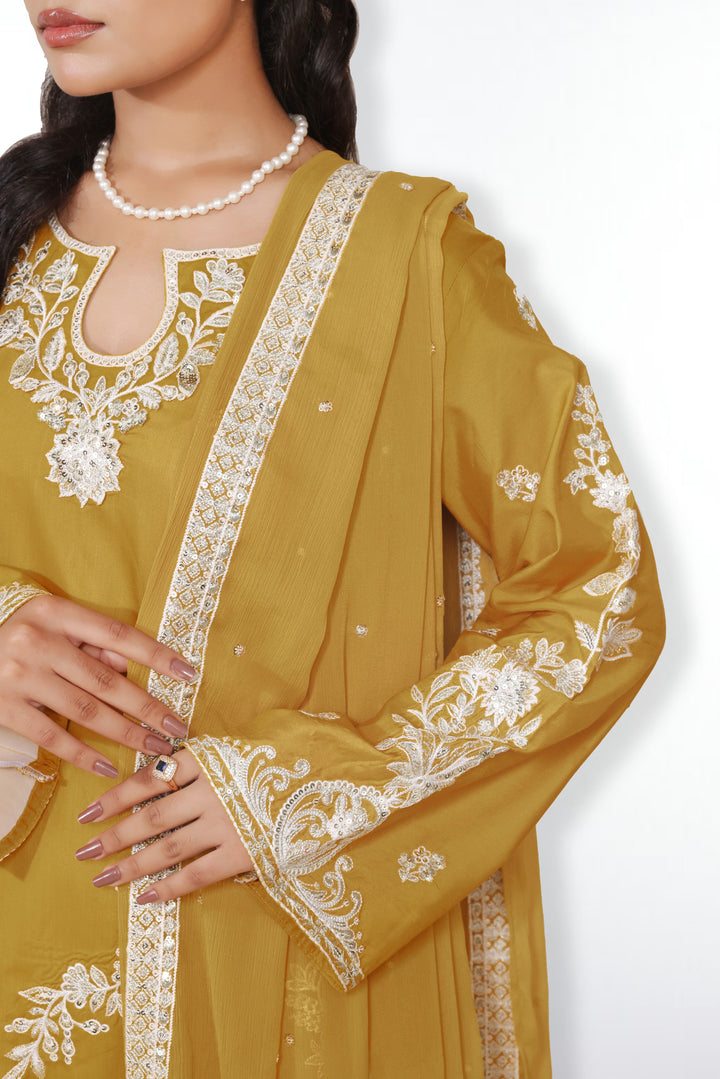 Golden Mustard 3 Piece Stitched