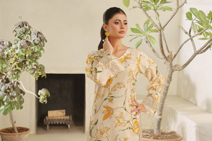 Ivory Flora | 2-Piece Stitched Suit Rang Leher 4 # 12