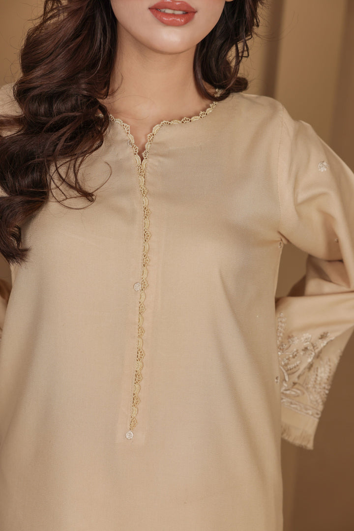 Beige Blossom - Dhanak Fabric 2-Piece Suit Rang Leher 17 # 3