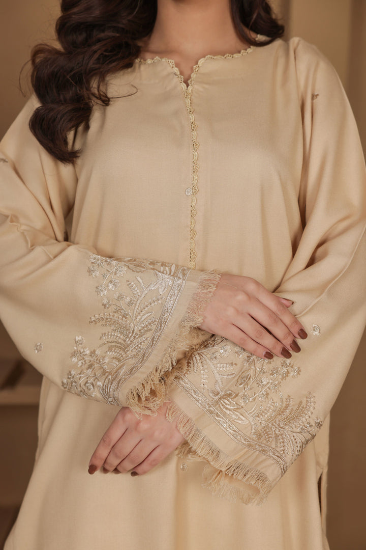 Beige Blossom - Dhanak Fabric 2-Piece Suit Rang Leher 17 # 3