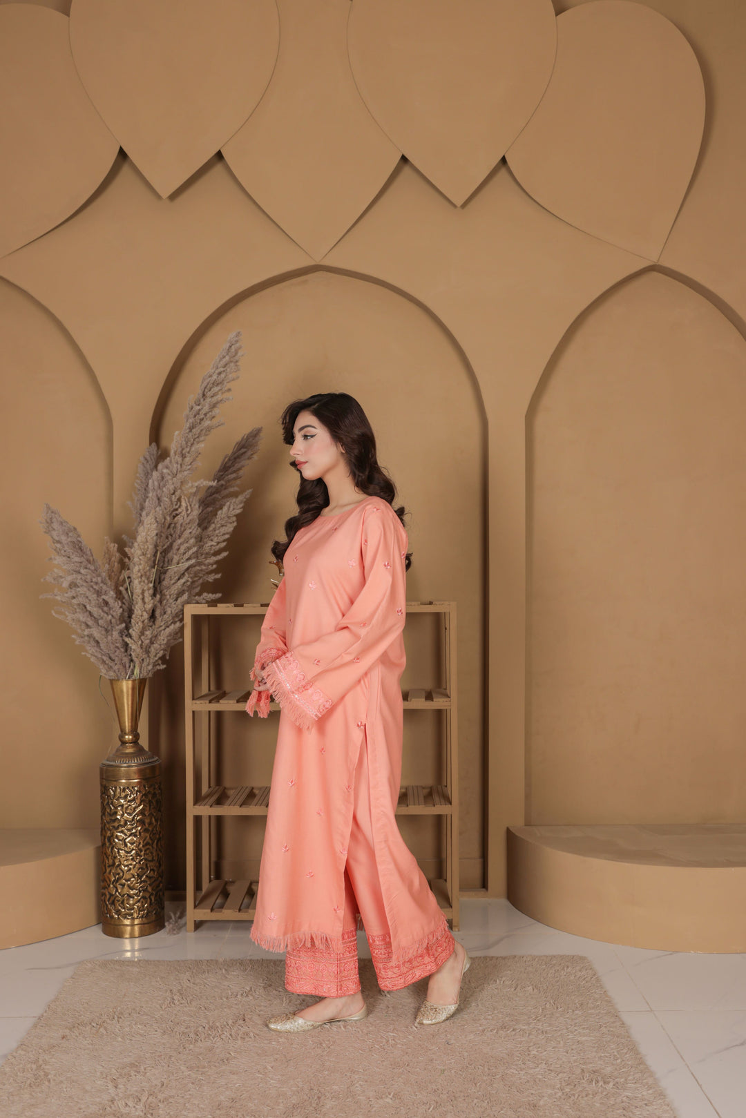 Peach Elegance | 2-Piece Stitched Suit