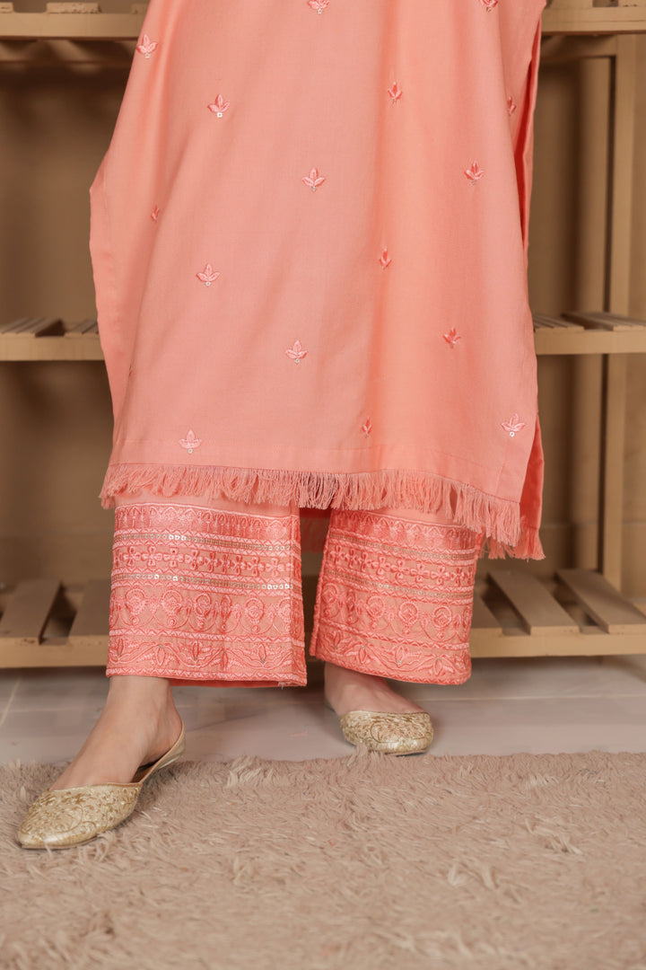 Peach Elegance | 2-Piece Stitched Suit