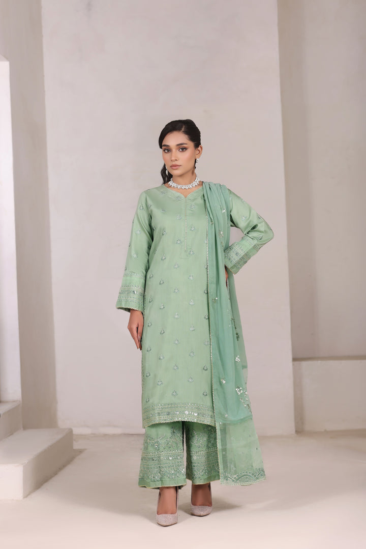 Ocean Green 3 Piece Stitched