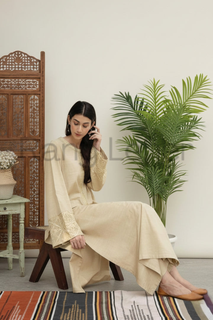 Beige Vogue  2-piece Ready to Wear Khaddar Suit