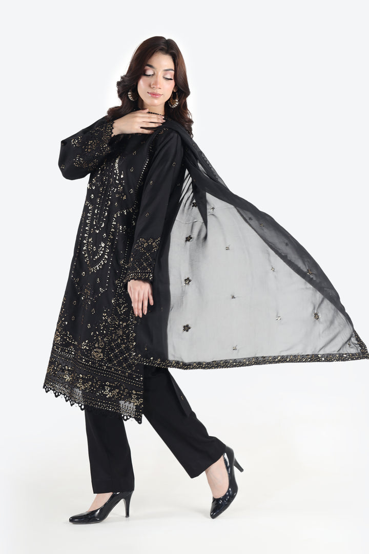 Black Majesty 3-Piece Stitched Suit Rang Leher