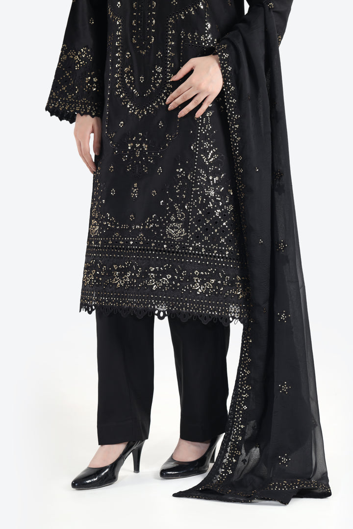 Black Majesty 3-Piece Stitched Suit Rang Leher