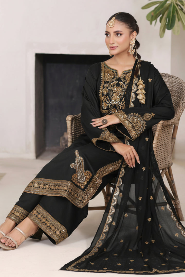 Black Royale 3-Piece Stitched Suit