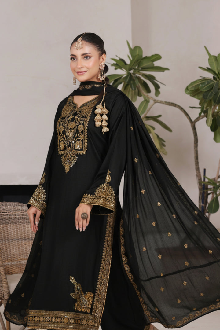 Black Royale 3-Piece Stitched Suit