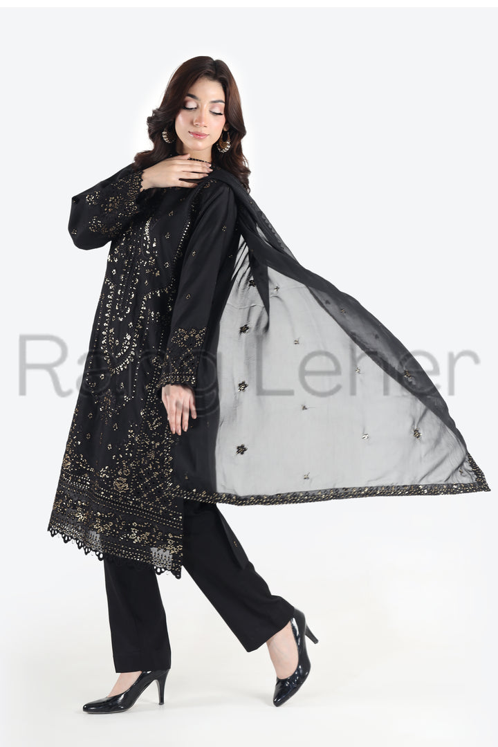 Black Majesty 3-Piece Stitched Suit Rang Leher