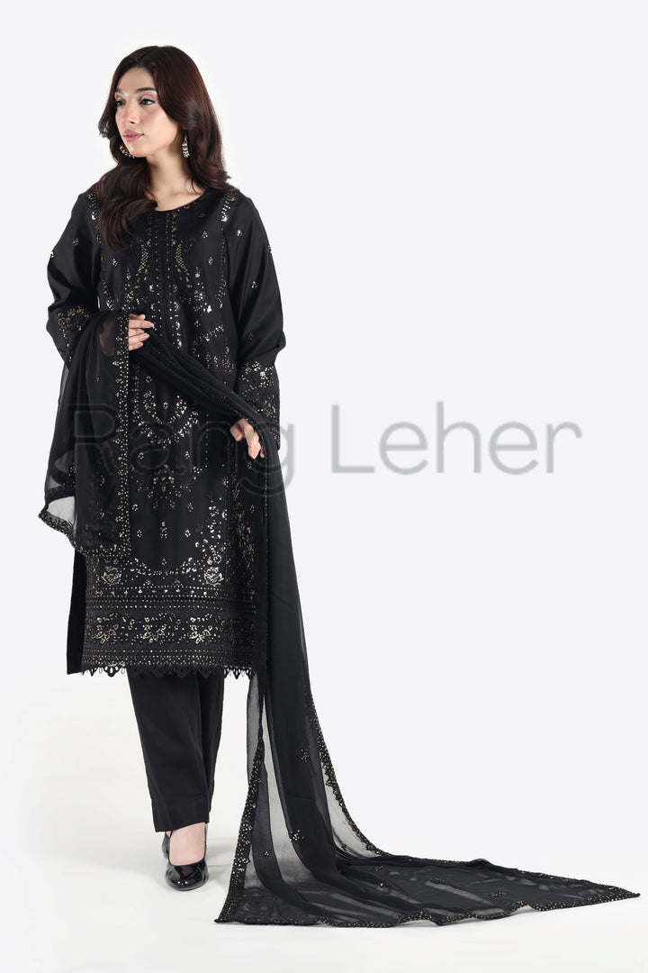 Black Majesty 3-Piece Stitched Suit Rang Leher