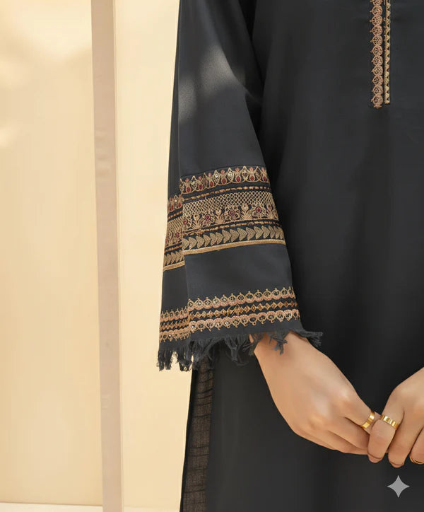 Grey Noir 2-Piece Stitched Khaddar