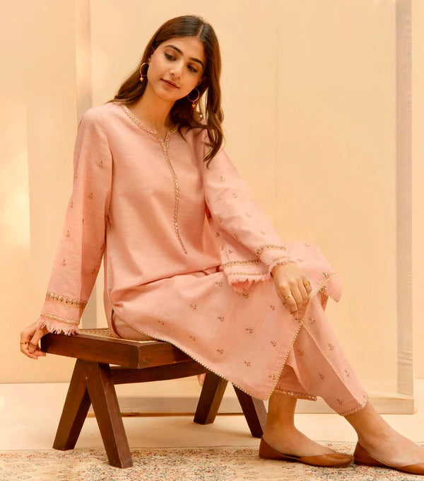 Peach Blossom | 2-Piece Stitched Suit Rang Leher #18