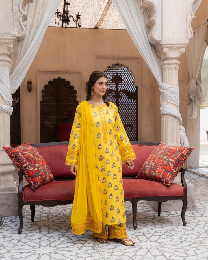 Golden Flora 3-Piece Stitched
