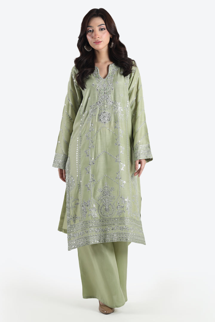 Mint Aura 3-Piece Stitched Suit Rang Leher