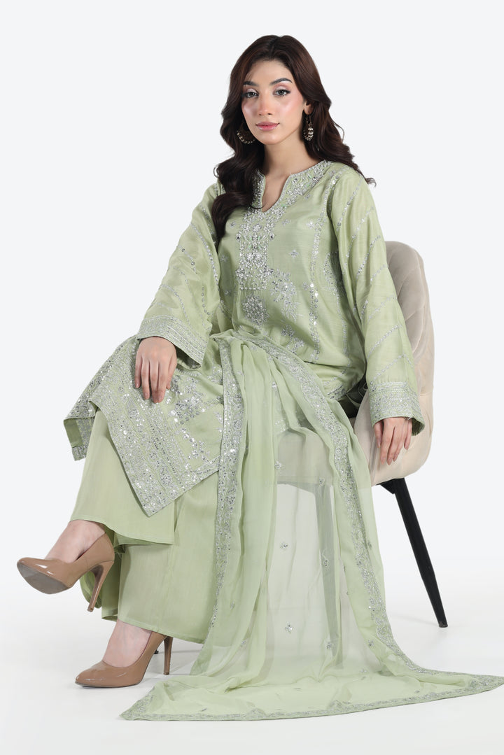 Mint Aura 3-Piece Stitched Suit Rang Leher