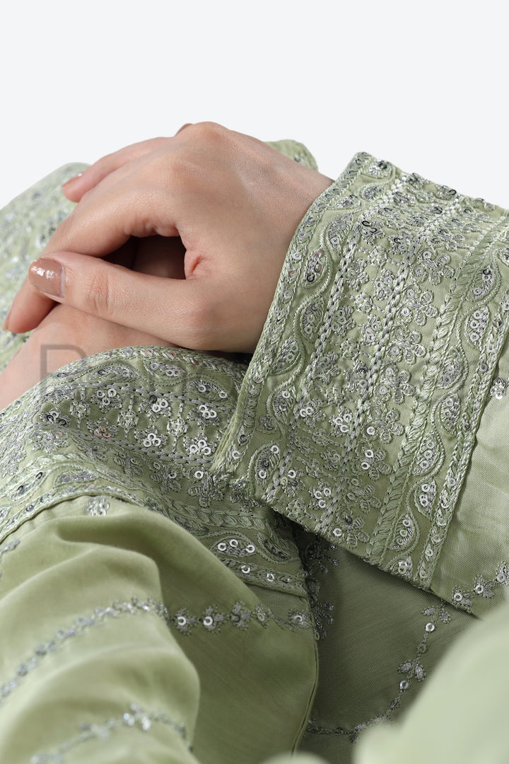 Mint Aura 3-Piece Stitched Suit Rang Leher