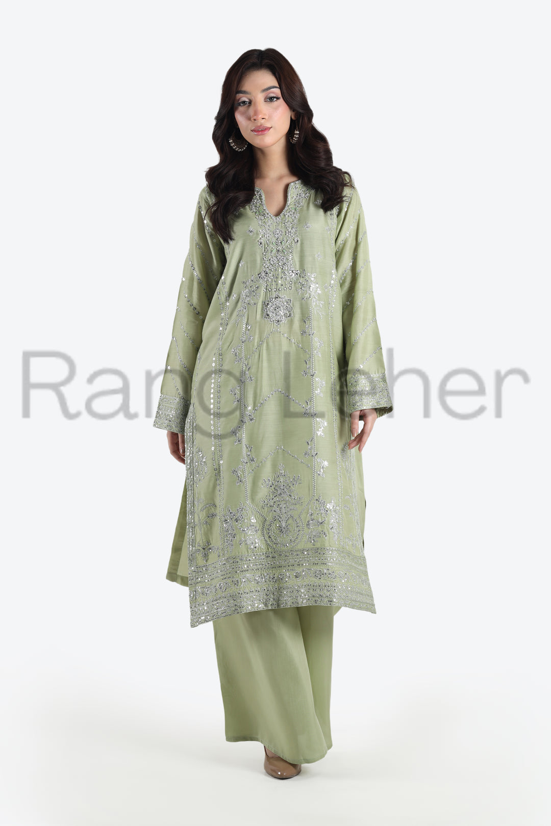 Mint Aura 3-Piece Stitched Suit Rang Leher