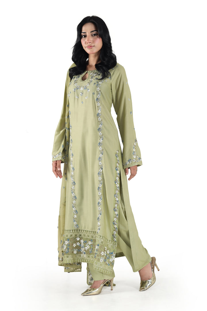 Mintique 3- Piece Stitched Suit  Viscose