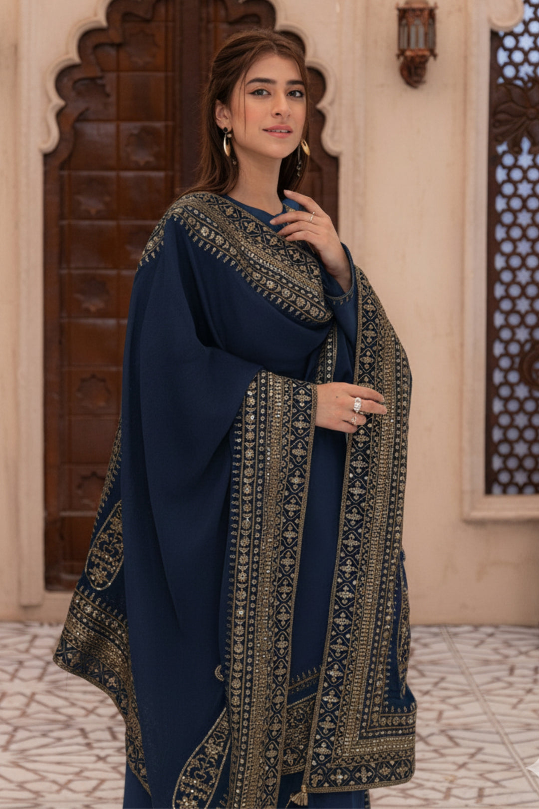 Navy Blue Mystique 3-Piece Stitched Suit