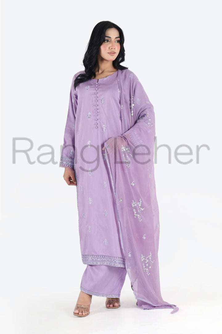 Noor e Eid Lilac Bloom 3-Piece Stitched