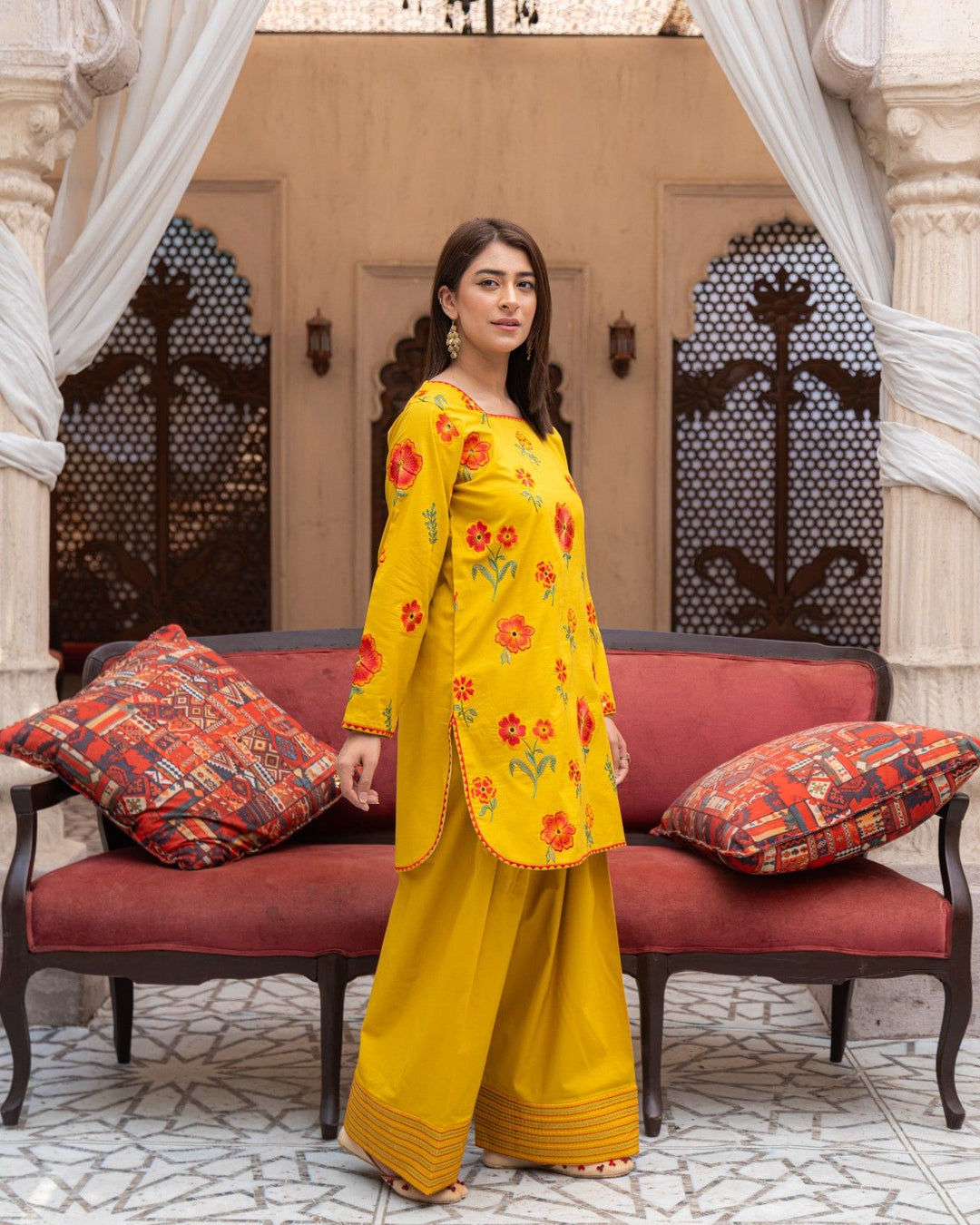 Olive Yellow 3-Piece Stitched