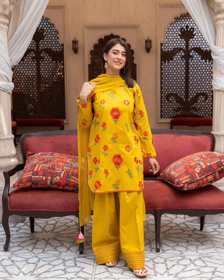 Olive Yellow 3-Piece Stitched