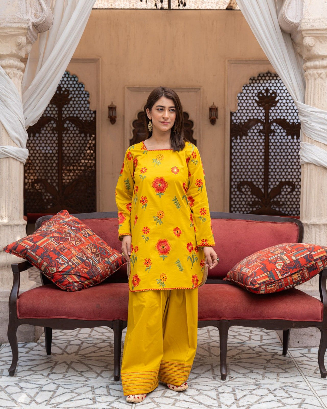 Olive Yellow 3-Piece Stitched