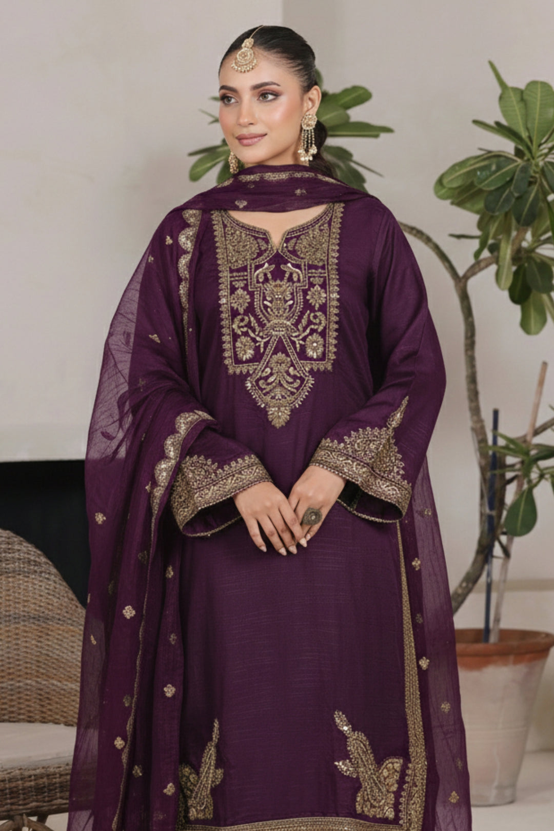 Plum Royale 3-Piece Stitched Suit