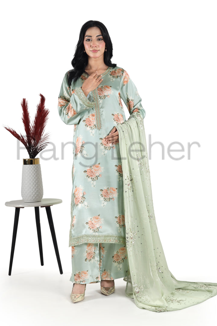 Sea Flora – 3-Piece Stitched Suit Rangleher