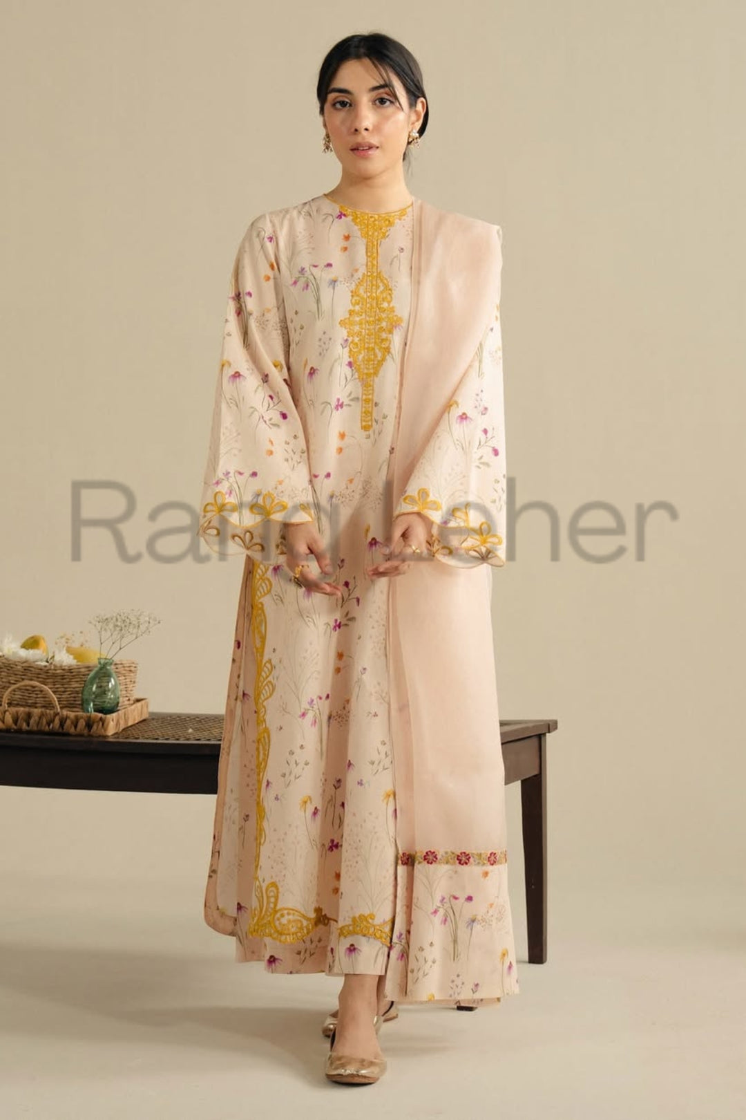 CORAL BLOSSOM 3-PIECE STITCHED SUIT