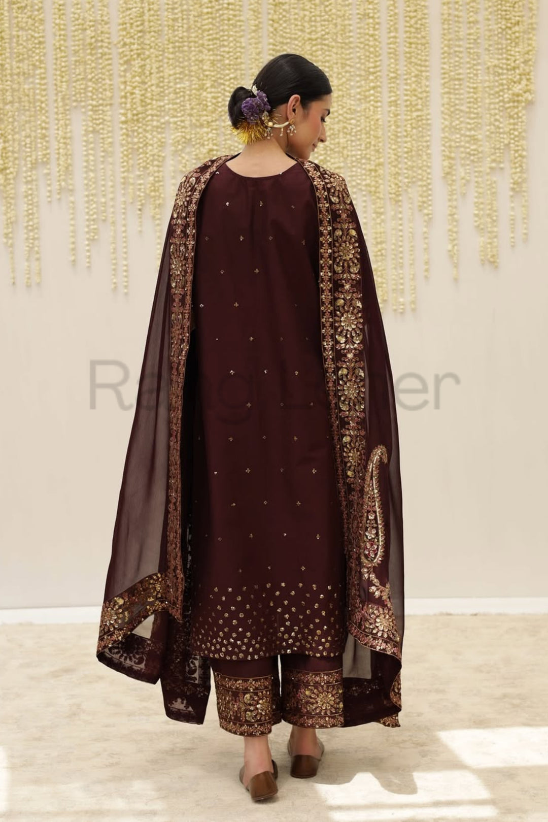 Mahroon Grace 3 piece Embroidered Luxury Pret For Women