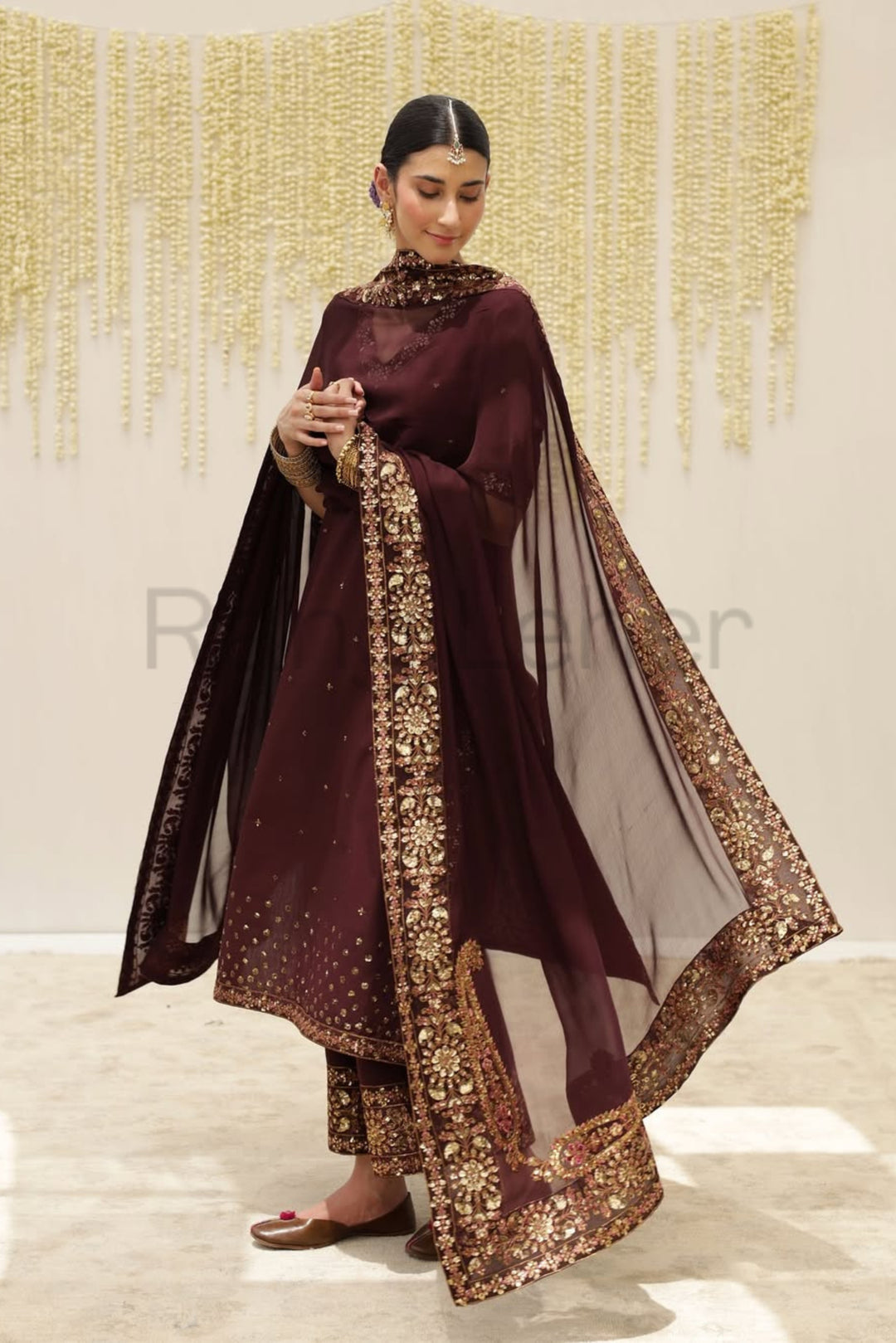 Mahroon Grace 3 piece Embroidered Luxury Pret For Women