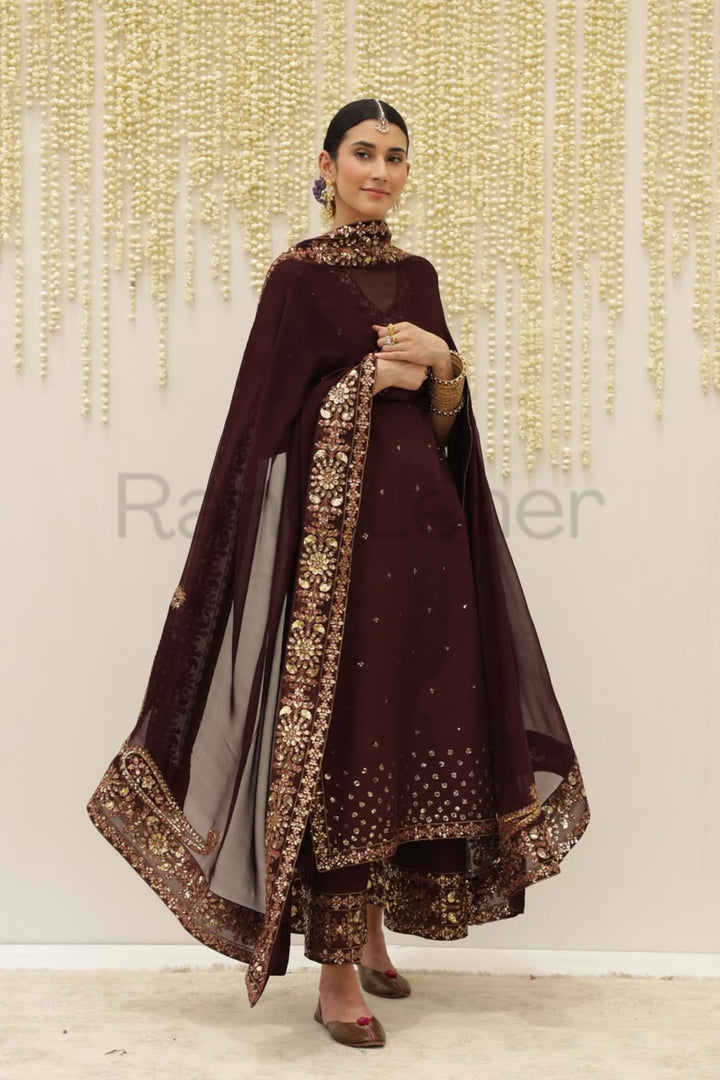 Mahroon Grace 3 piece Embroidered Luxury Pret For Women