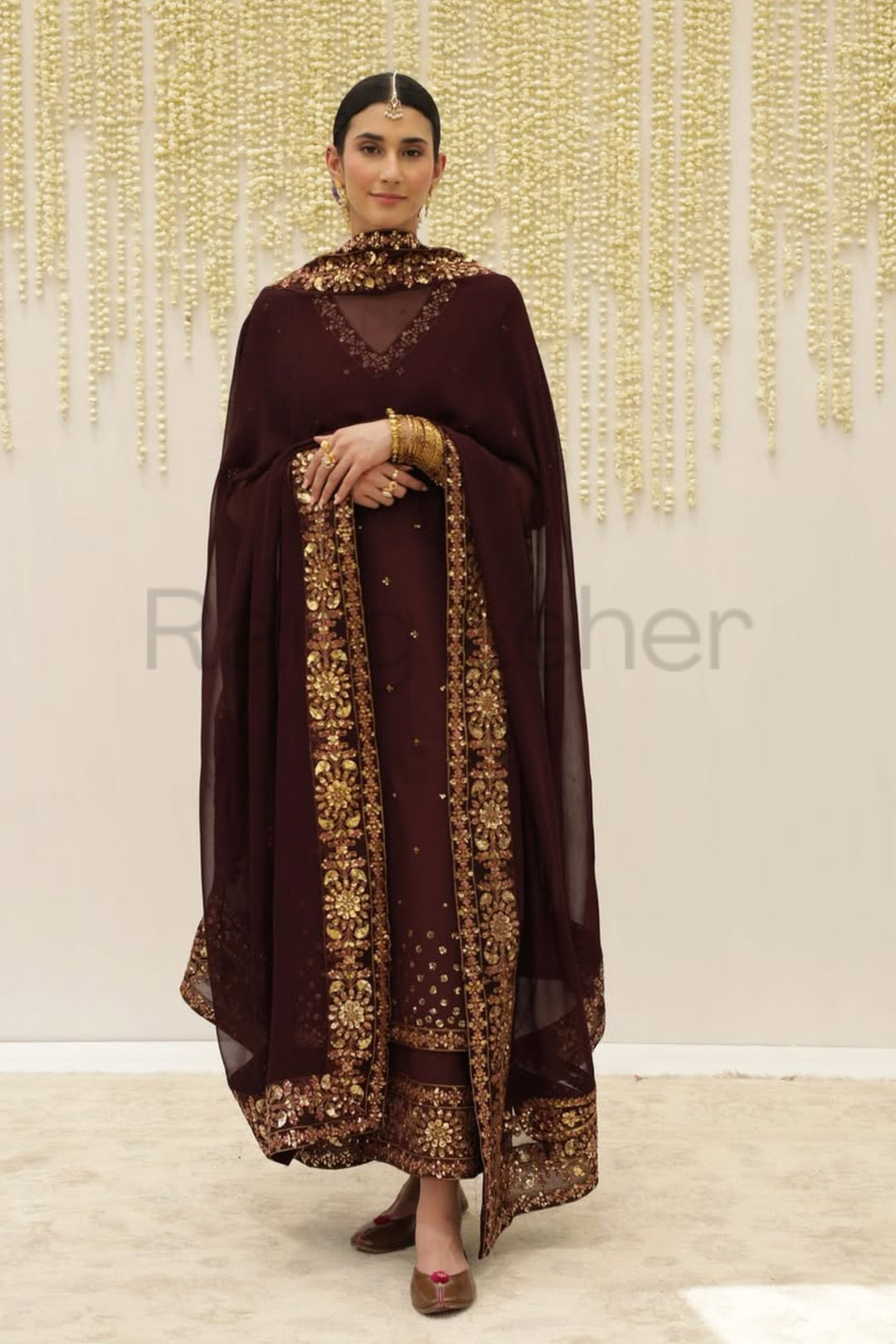 Mahroon Grace 3 piece Embroidered Luxury Pret For Women