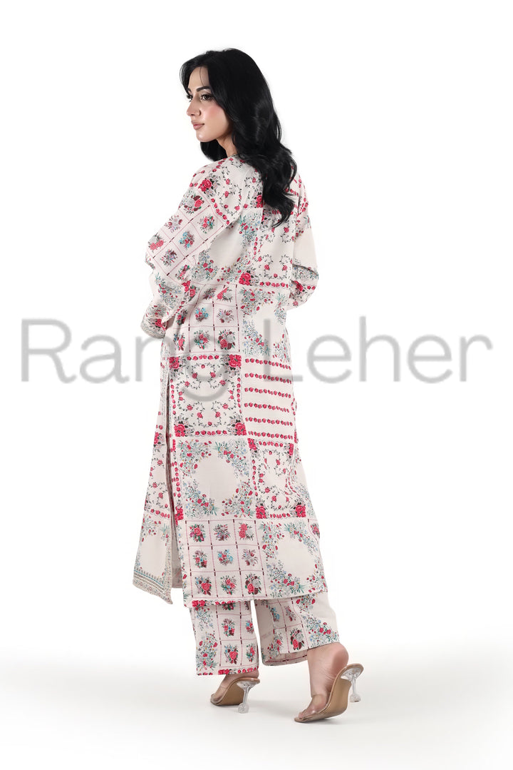 White Flora – 2-Piece Stitched Embroidered Suit