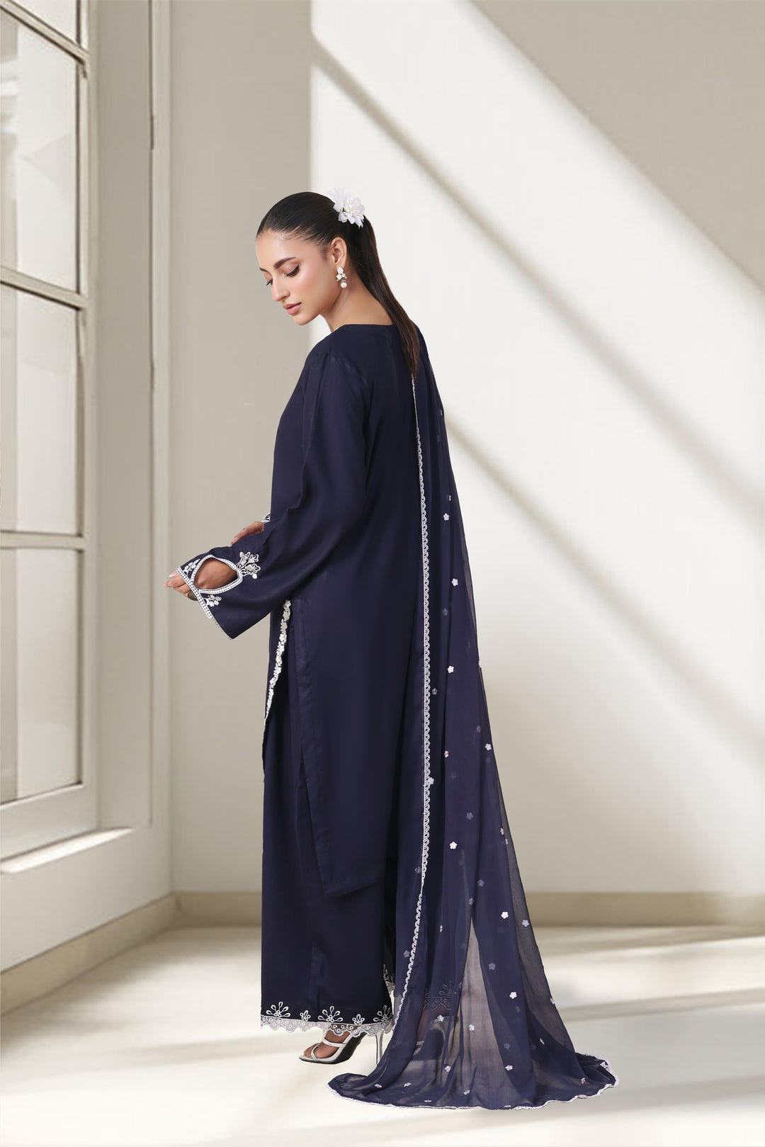 Dark Navy Blue 3 Piece Stitched