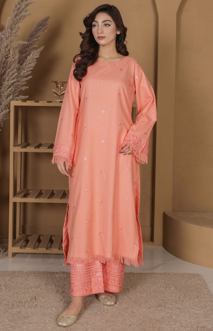 Peach Elegance | 2-Piece Stitched Suit